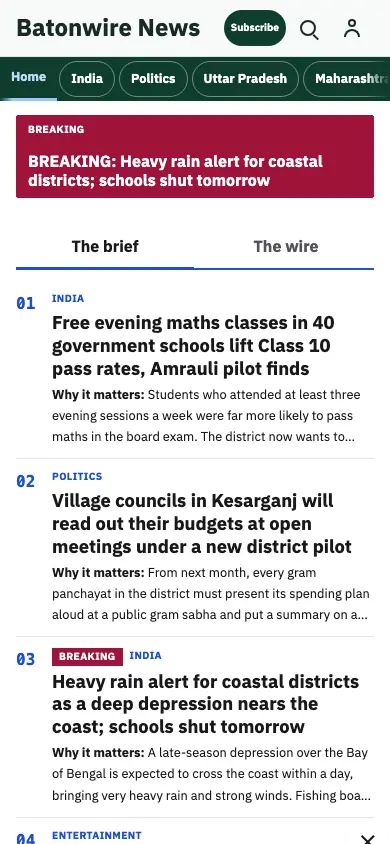 Batonwire — General News app, phone view