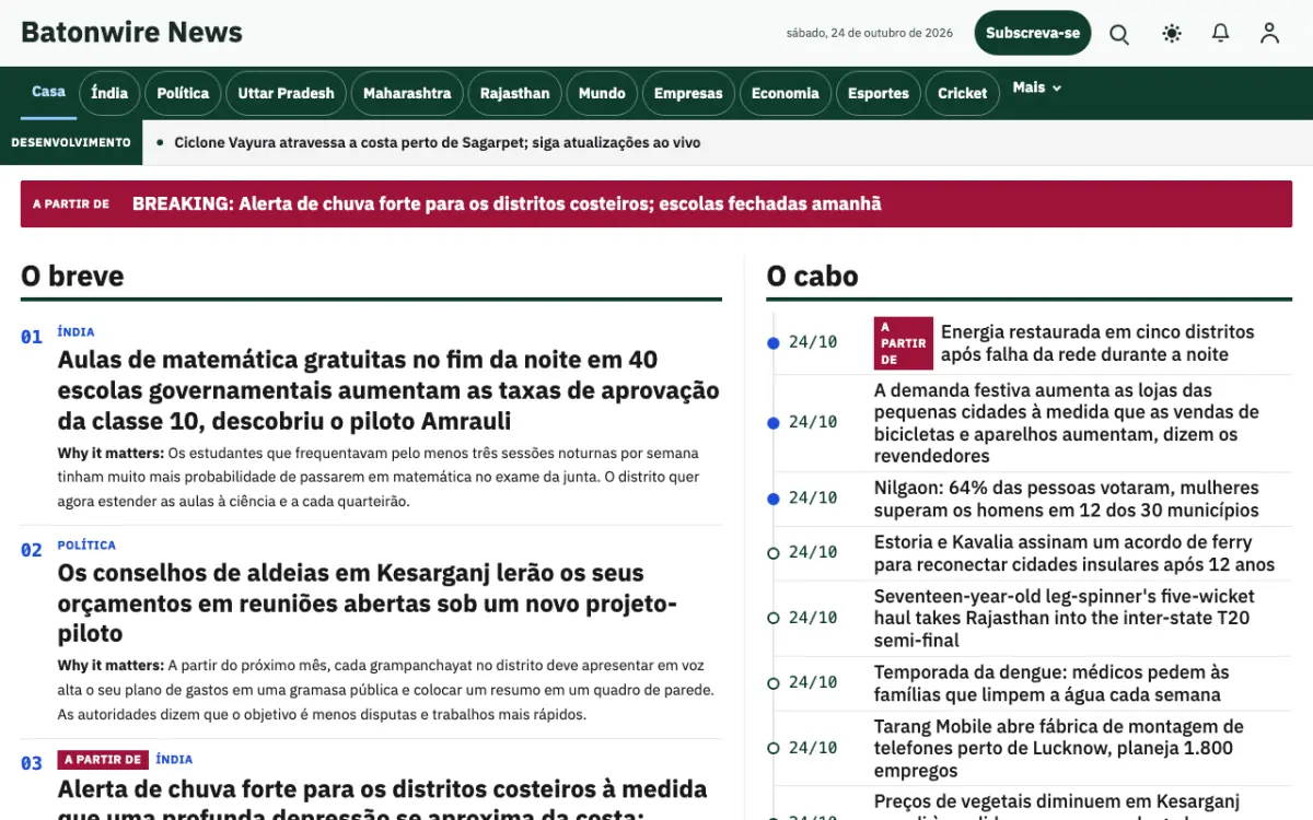 Batonwire — modelo de site de Notícias de Gerais, vista em computador