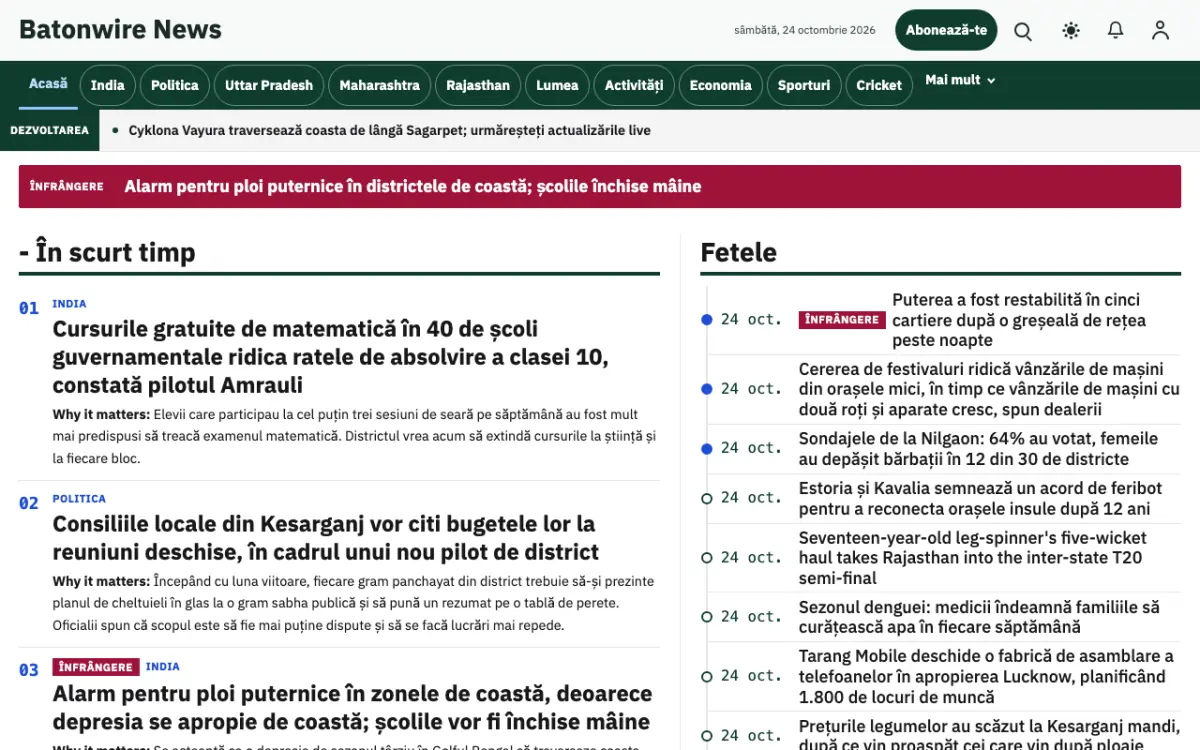 Batonwire – șablon de site pentru Știri Generale, vedere pe desktop