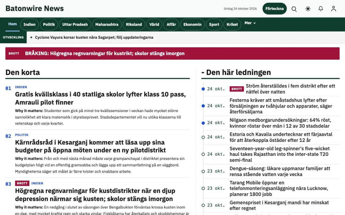 Batonwire – webbplatsmall för Allmänt News, skrivbordsvy