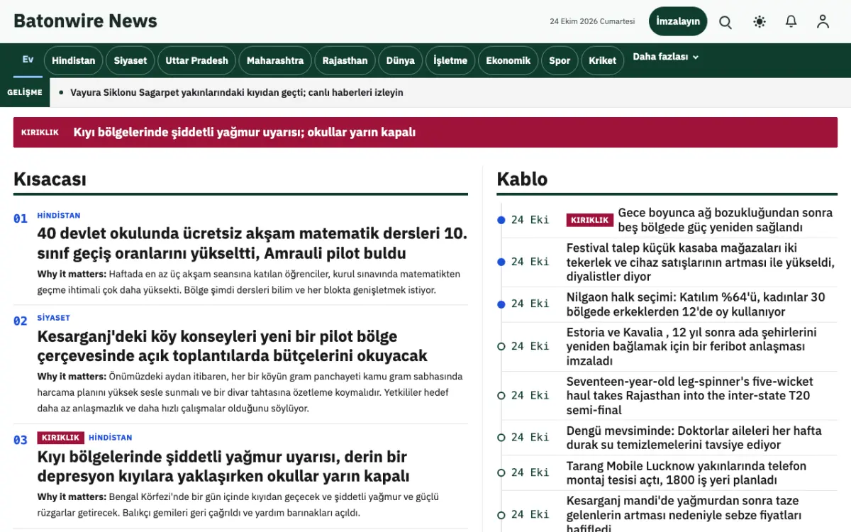 Batonwire — Genel Haberleri web sitesi şablonu, masaüstü görünümü