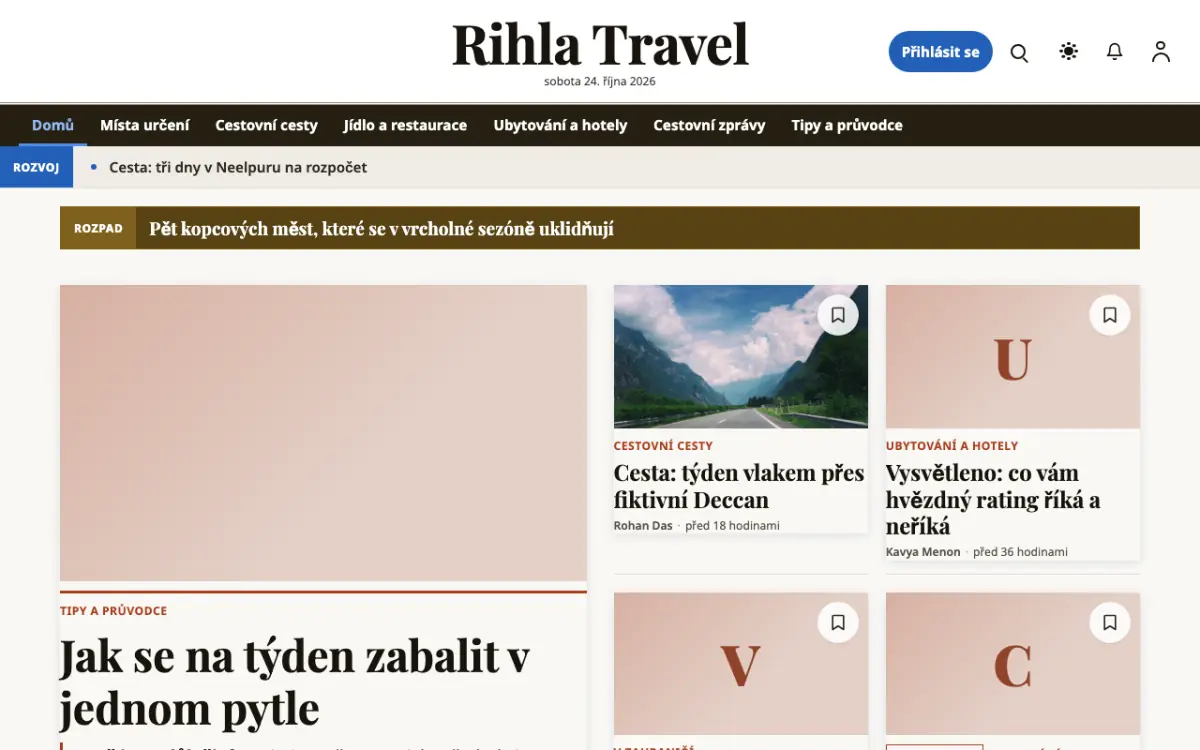 Voyagewire — šablona webu v kategorii Cestování: zprávy, zobrazení na počítači