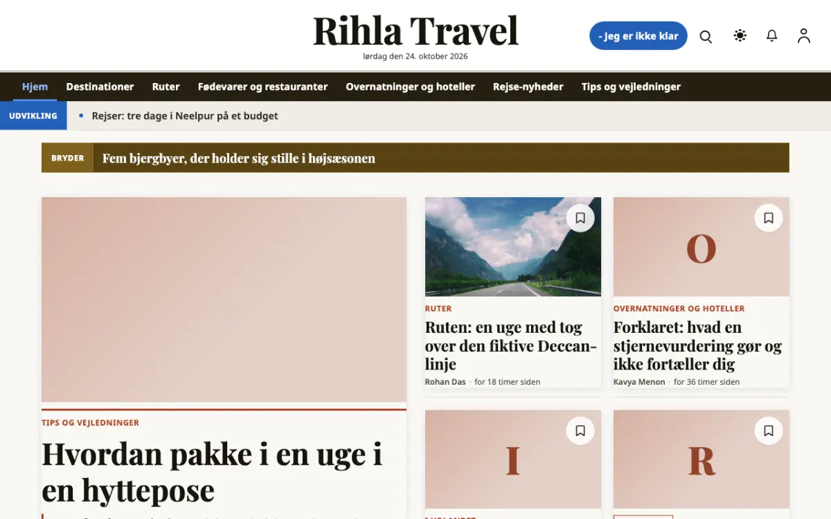 Voyagewire – hjemmesideskabelon til Rejser News, skrivebordsvisning