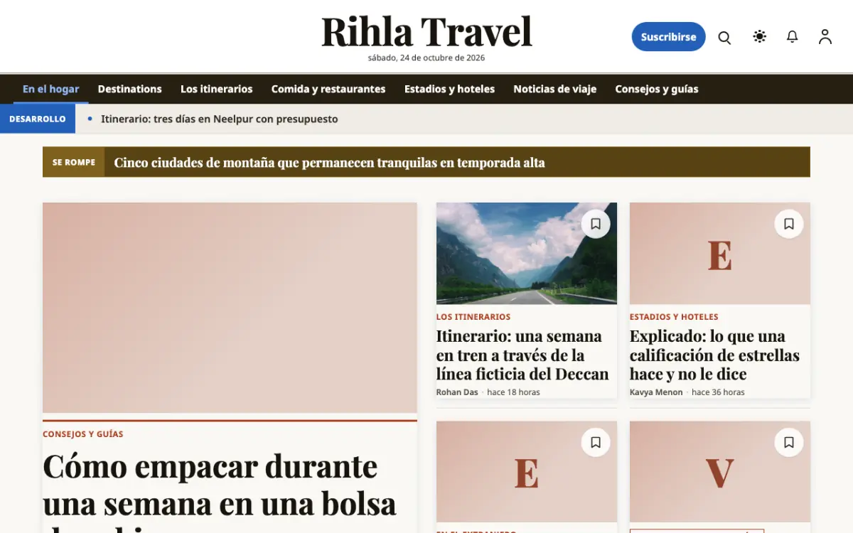 Voyagewire — plantilla de sitio web de Noticias de Viajes, vista de escritorio