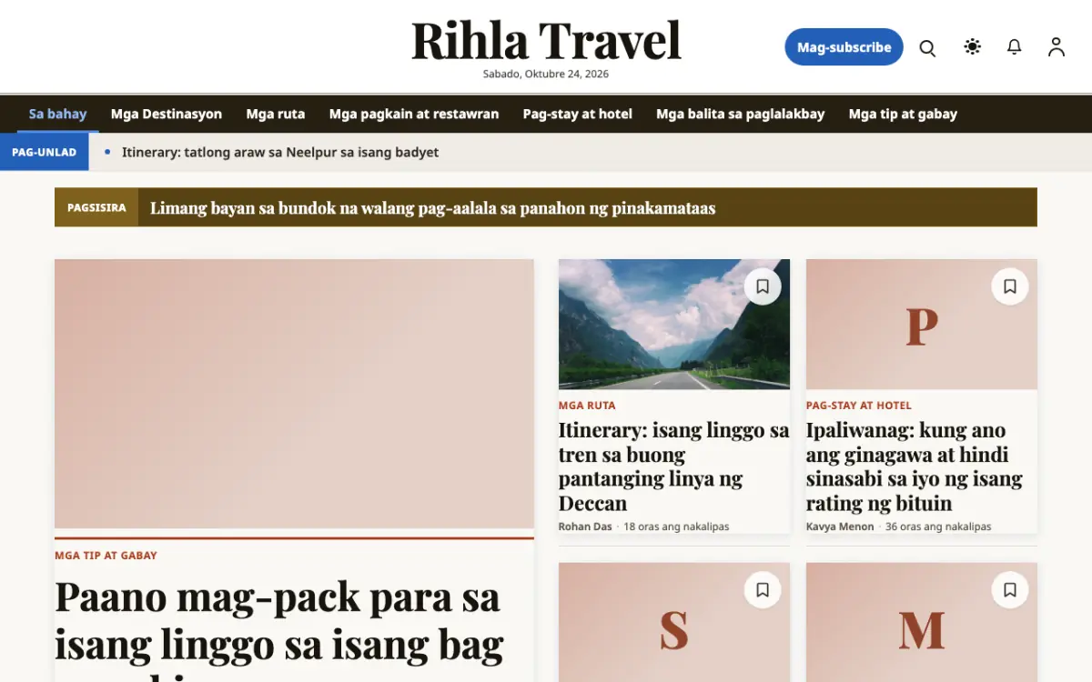 Voyagewire — template ng website na Balitang Paglalakbay, tanaw sa desktop