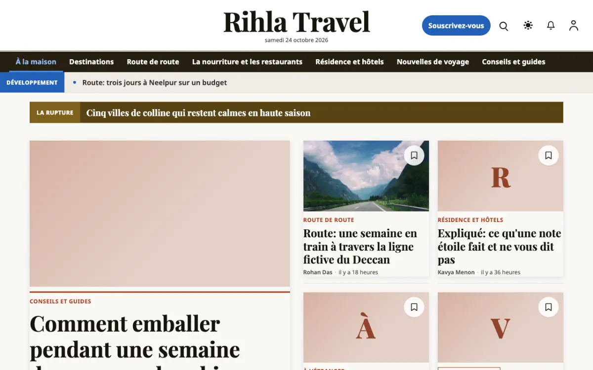 Voyagewire — modèle de site web Actualités Voyage, vue sur ordinateur