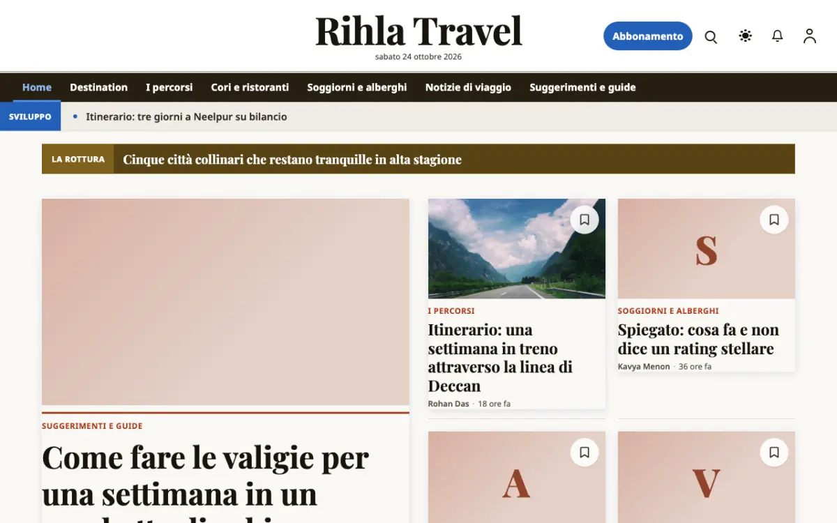 Voyagewire – template di sito per News Viaggi, vista desktop