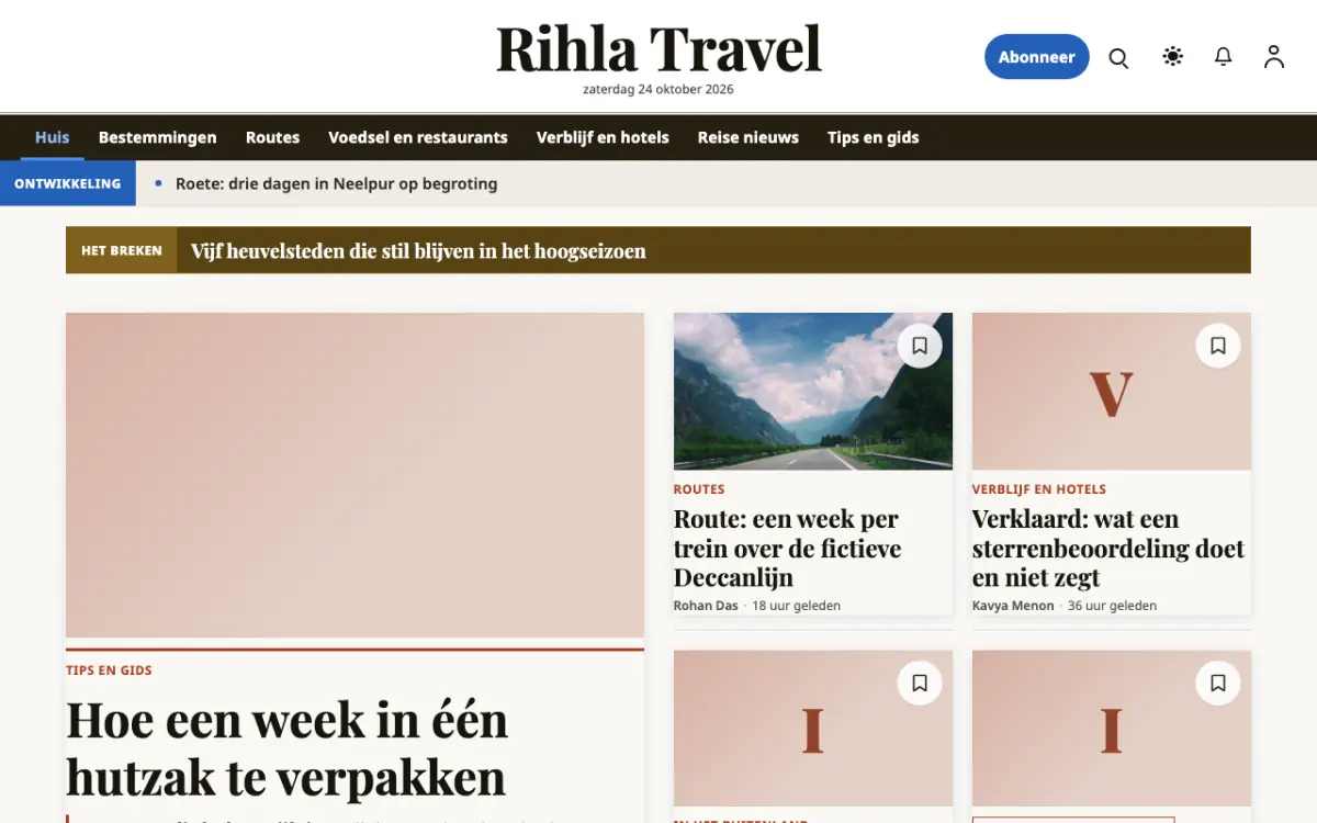 Voyagewire – websitetemplate voor Reizennieuws, desktopweergave