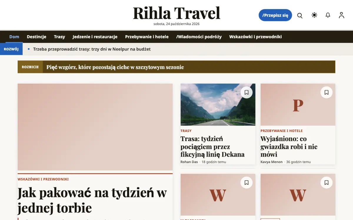 Voyagewire – szablon strony (Podróże: wiadomości), widok na komputerze