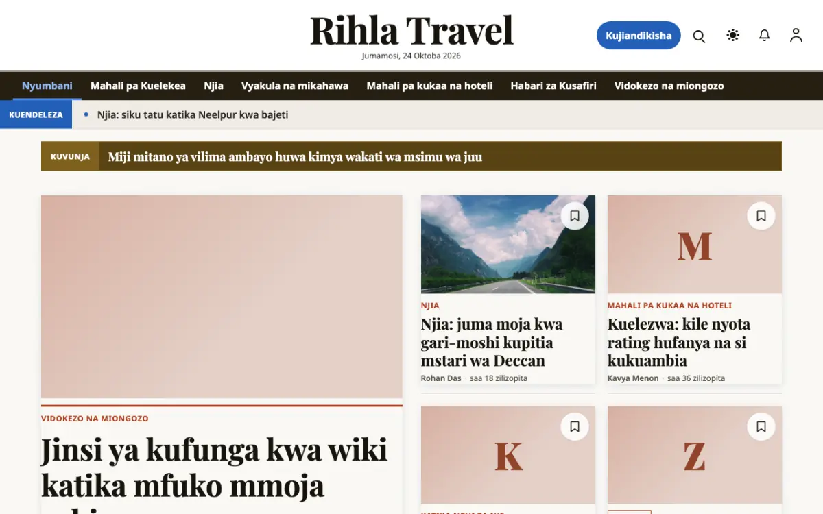Voyagewire – kiolezo cha tovuti ya Safari News, mwonekano wa kompyuta