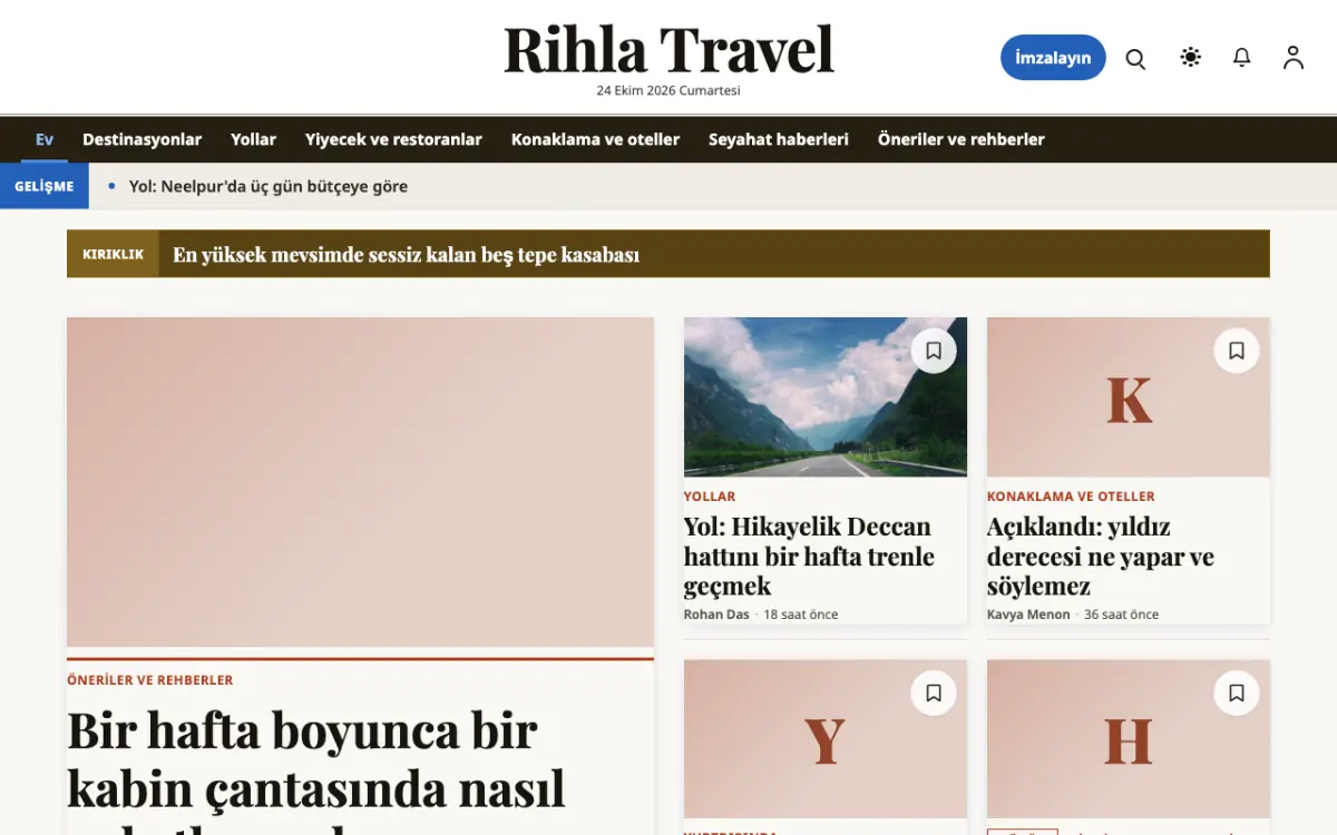 Voyagewire — Seyahat Haberleri web sitesi şablonu, masaüstü görünümü