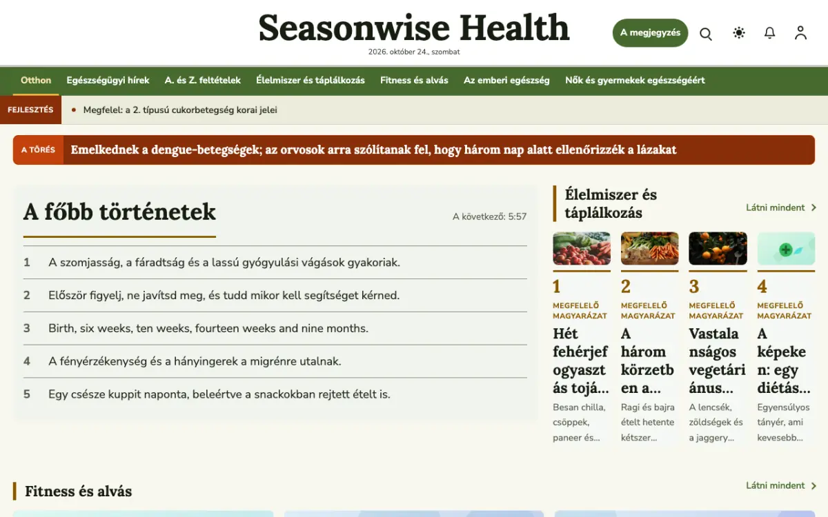 Seasonwise — Egészség: hírek weboldalsablon, asztali nézet