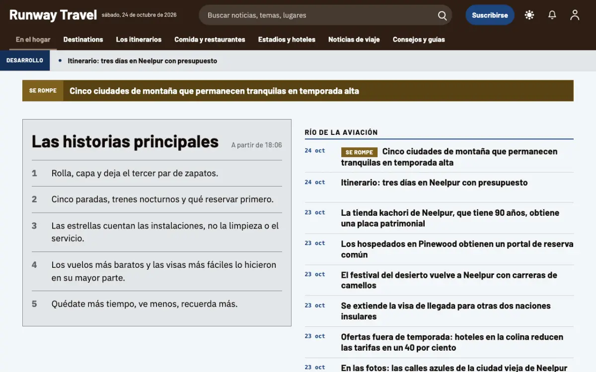 Tarmac — plantilla de sitio web de Noticias de Viajes, vista de escritorio