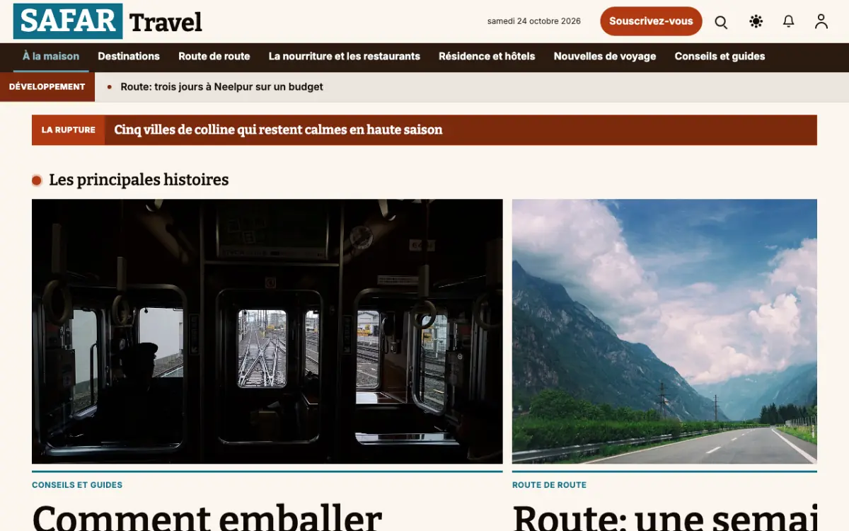 Milemarker — modèle de site web Actualités Voyage, vue sur ordinateur