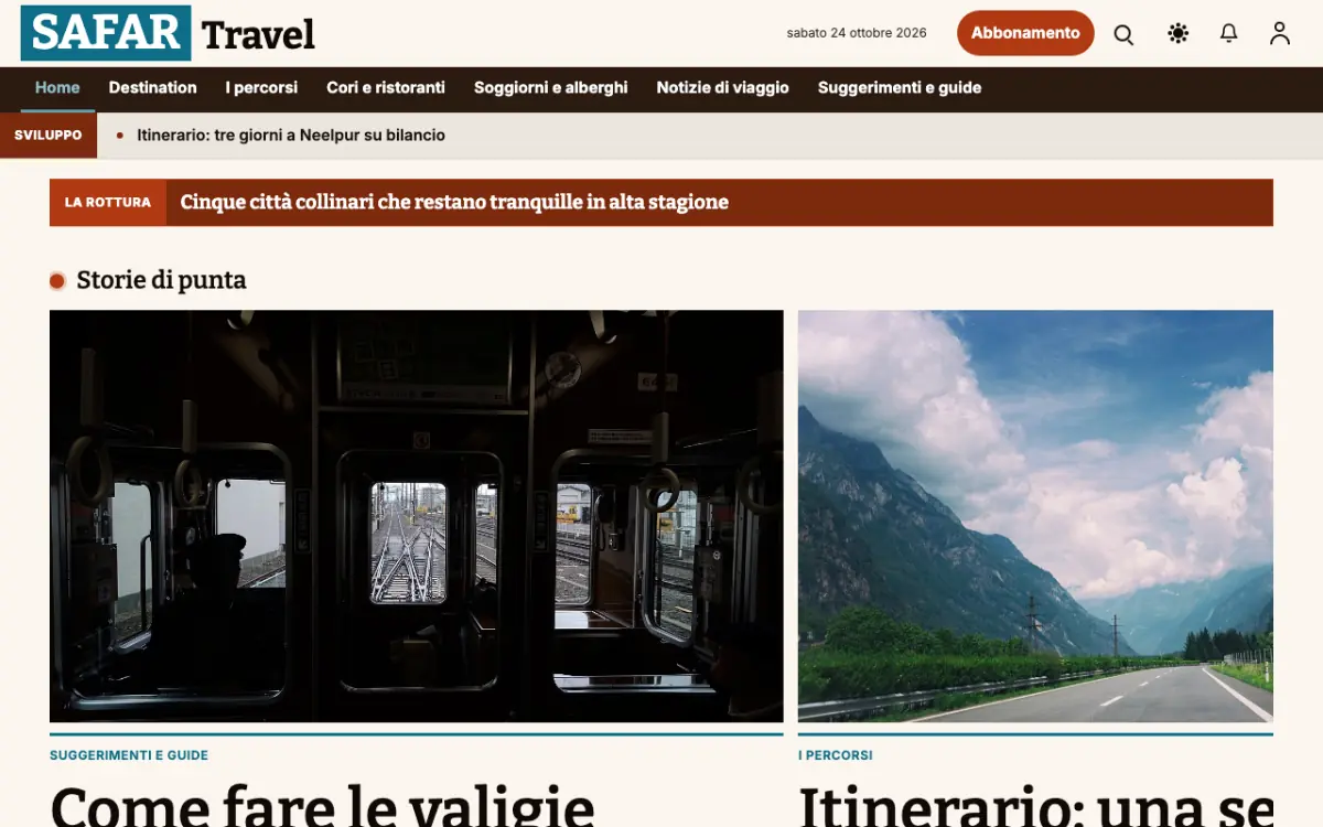 Milemarker – template di sito per News Viaggi, vista desktop
