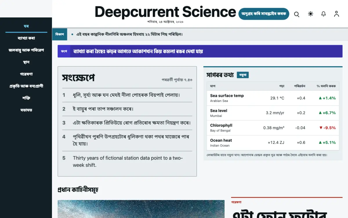Deepcurrent — বিজ্ঞান সংবাদ ৱেবছাইট টেমপ্লেট, ডেস্কটপ ভিউ