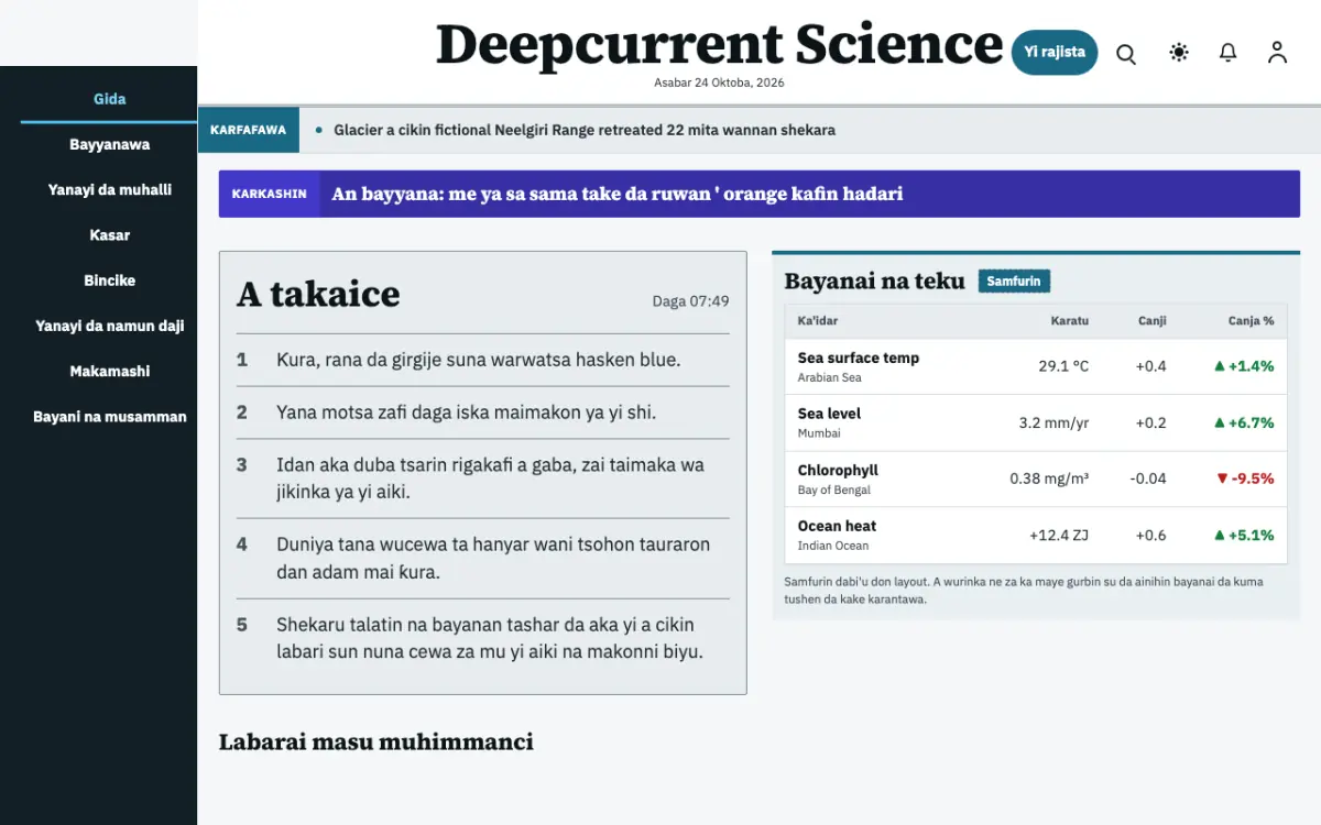 Deepcurrent — samfurin shafin yanar gizo na Labaran Kimiyya, hangen kwamfuta