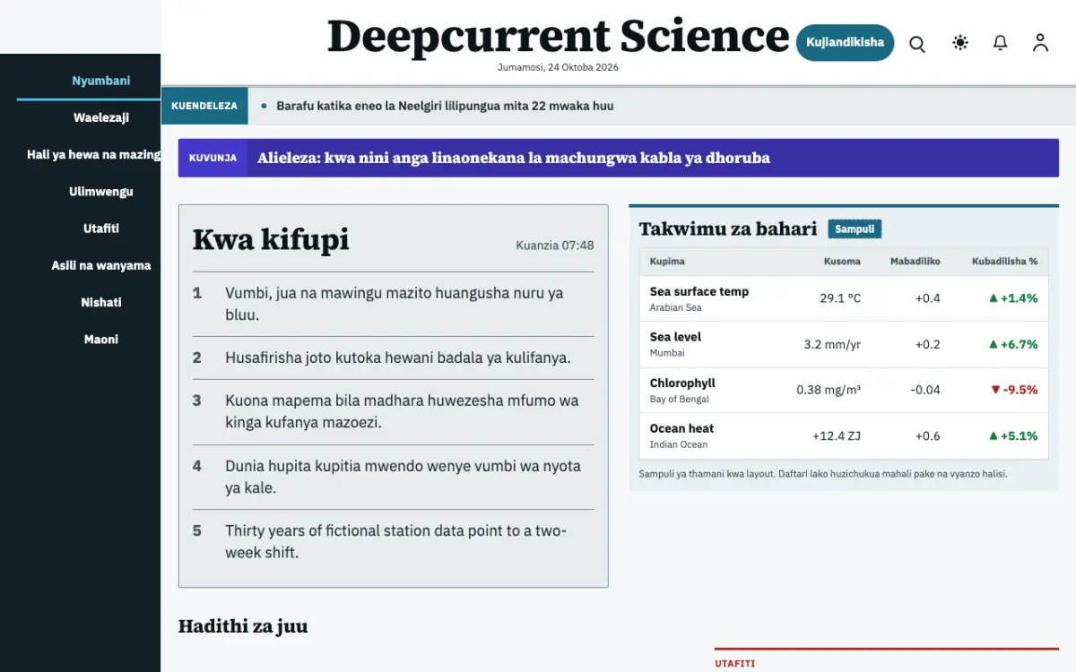Deepcurrent – kiolezo cha tovuti ya Sayansi News, mwonekano wa kompyuta