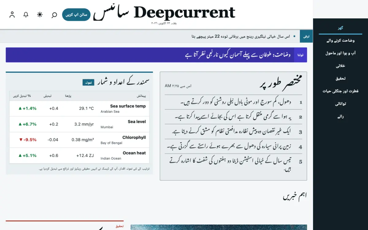 Deepcurrent — سائنس خبریں ویب سائٹ ٹیمپلیٹ، ڈیسک ٹاپ منظر