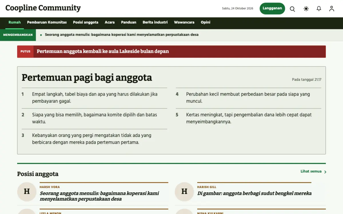 Coopline — template situs Berita Komunitas, tampilan desktop