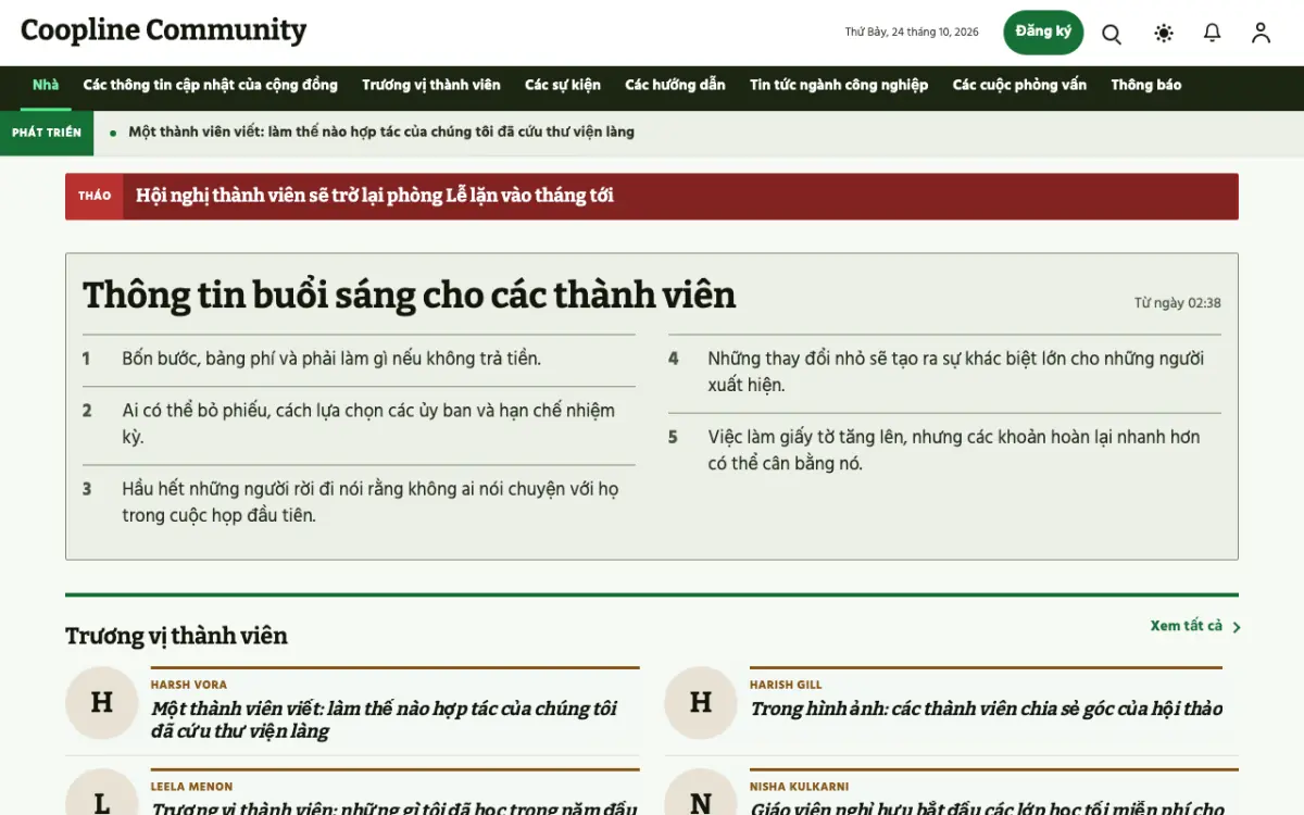Coopline — mẫu website Tin Cộng đồng, giao diện máy tính