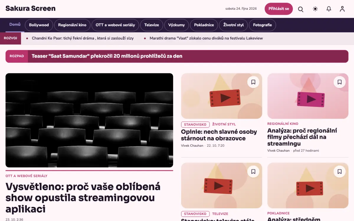 Cherryreel — šablona webu v kategorii Zábava: zprávy, zobrazení na počítači