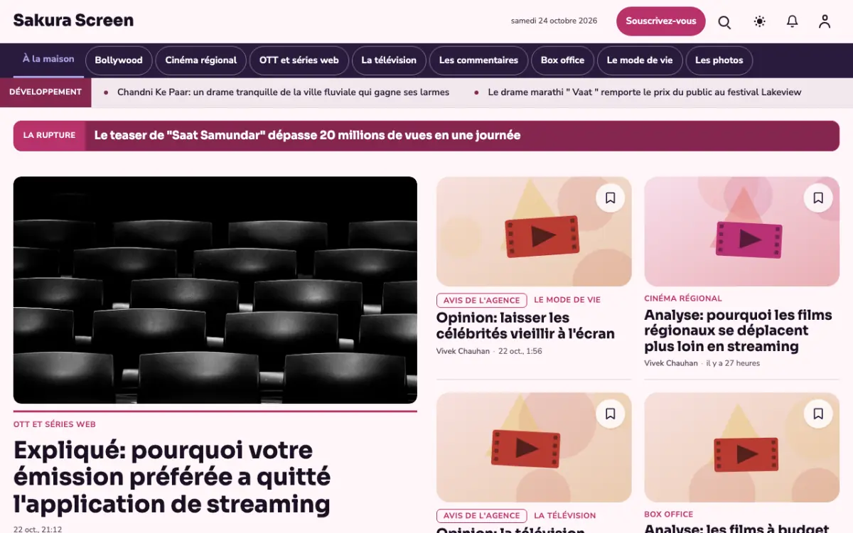 Cherryreel — modèle de site web Actualités Divertissement, vue sur ordinateur