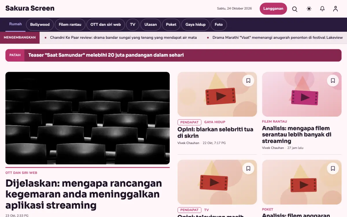 Cherryreel — templat laman web Berita Hiburan, paparan desktop