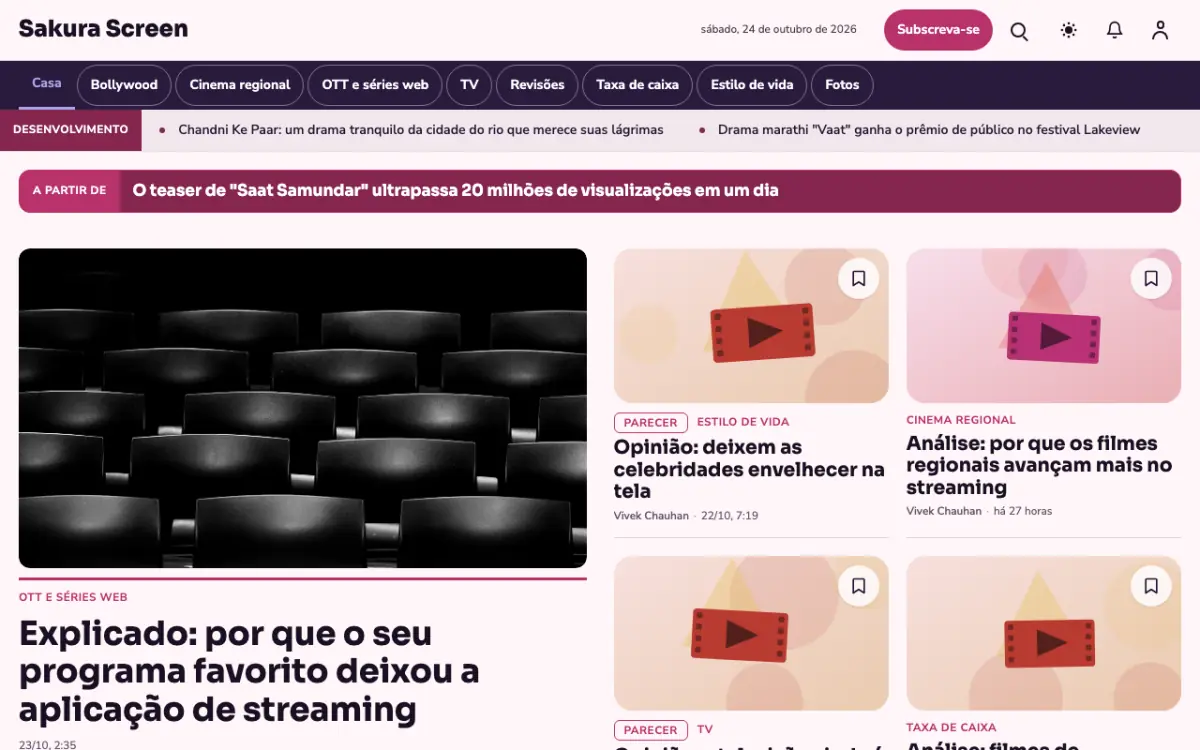 Cherryreel — modelo de site de Notícias de Entretenimento, vista em computador