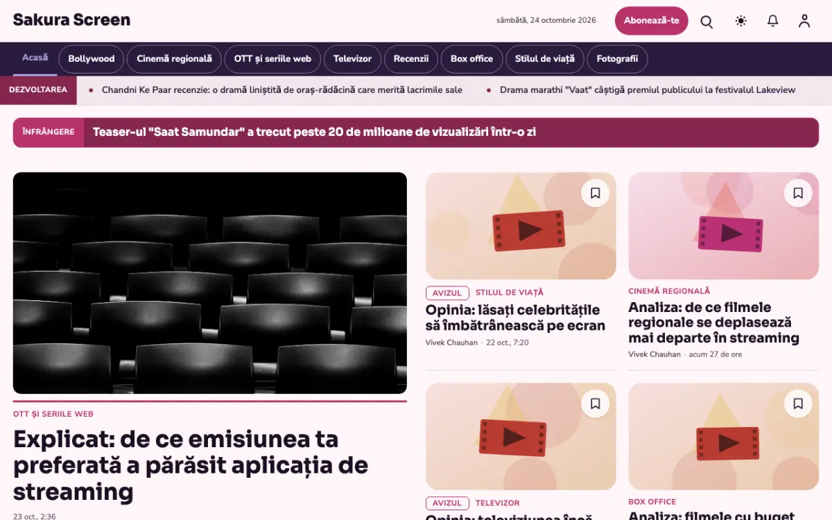 Cherryreel – șablon de site pentru Știri Divertisment, vedere pe desktop