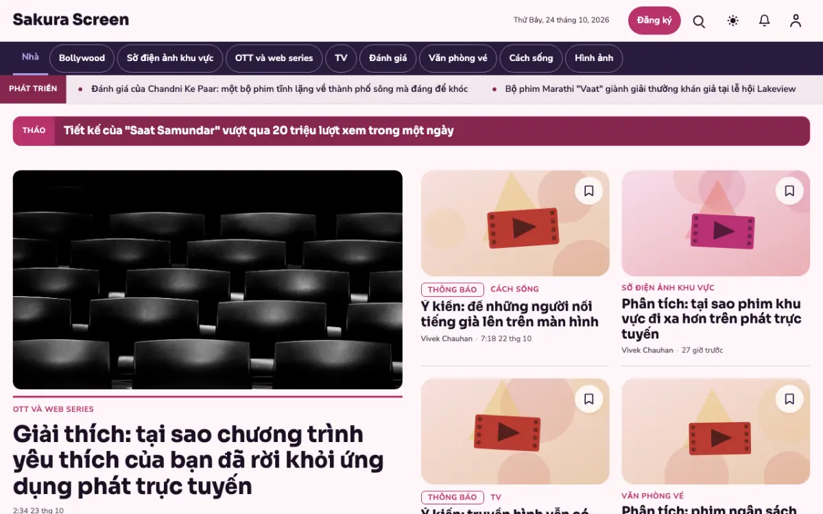 Cherryreel — mẫu website Tin Giải trí, giao diện máy tính