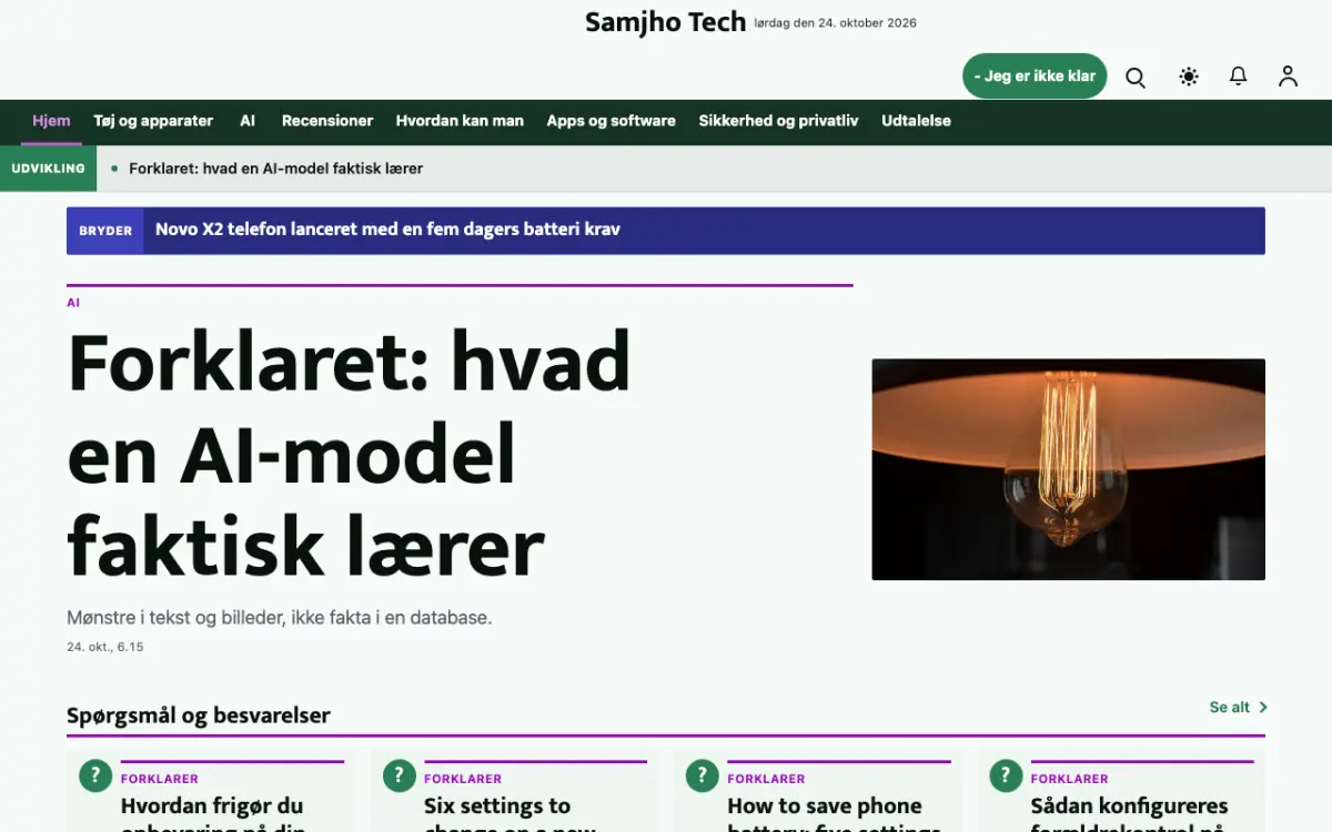 Plainbyte – hjemmesideskabelon til Teknologi News, skrivebordsvisning