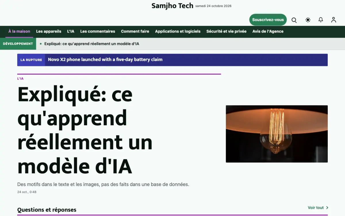 Plainbyte — modèle de site web Actualités Technologie, vue sur ordinateur