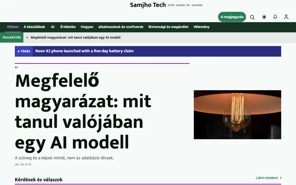 Plainbyte — Technológia: hírek weboldalsablon, asztali nézet