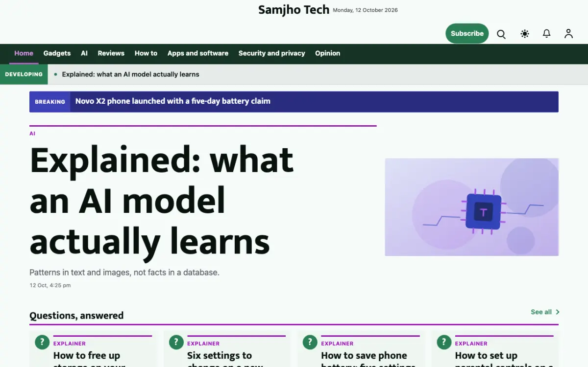 Plainbyte — Technology News website template, desktop view