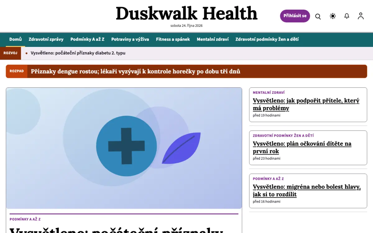 Duskwalk — šablona webu v kategorii Zdraví: zprávy, zobrazení na počítači
