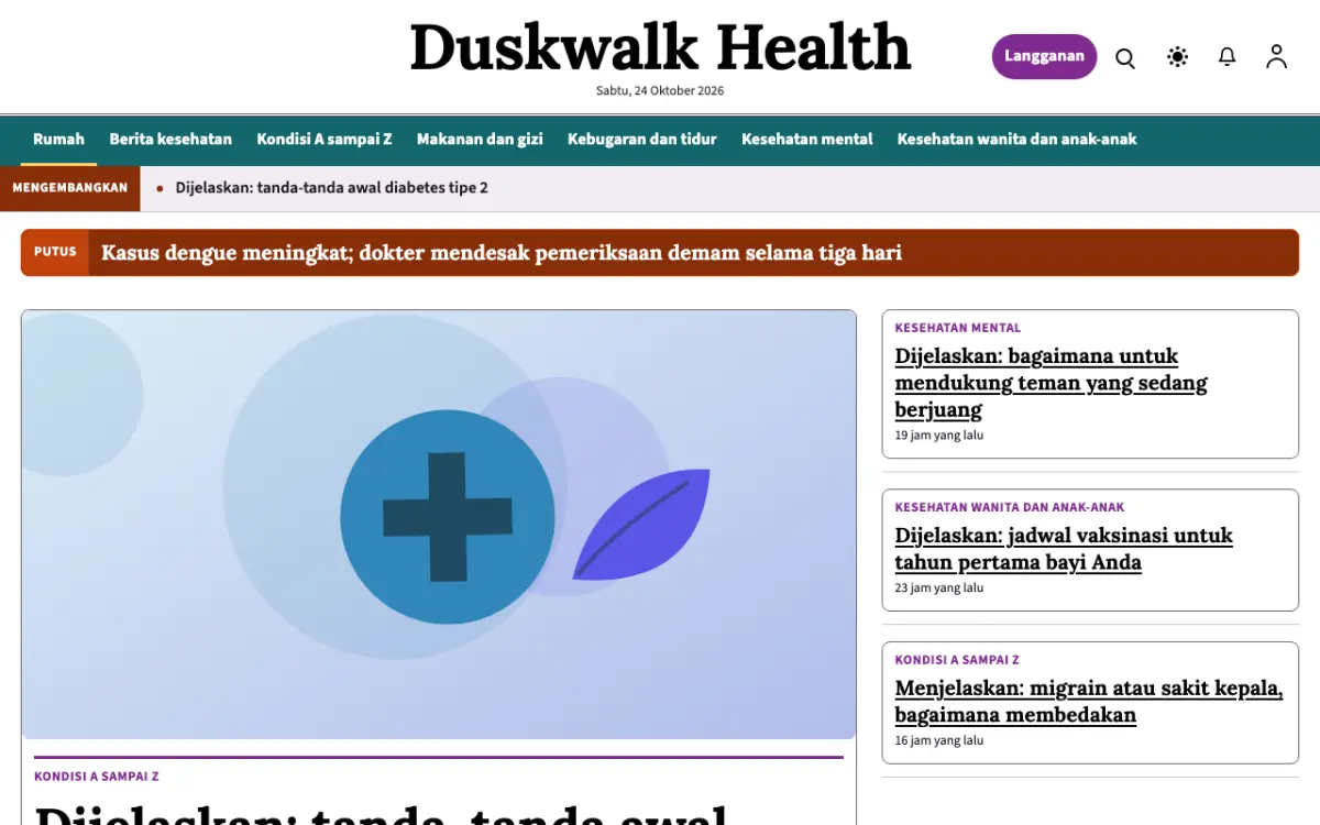 Duskwalk — template situs Berita Kesehatan, tampilan desktop