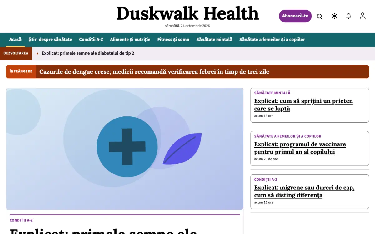 Duskwalk – șablon de site pentru Știri Sănătate, vedere pe desktop