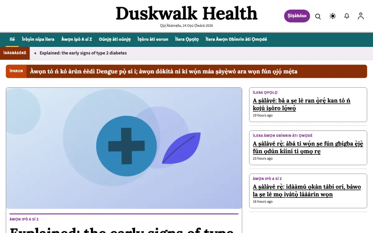 Duskwalk — àwòṣe ojú òpó Ìròyìn Ìlera, ìrísí kọ̀ǹpútà