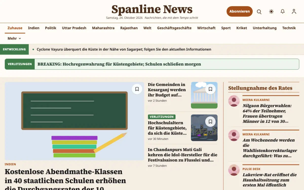 Spanline – Website-Vorlage für Allgemein-News, Desktop-Ansicht