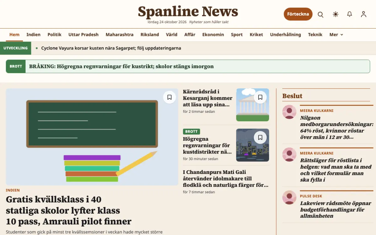 Spanline – webbplatsmall för Allmänt News, skrivbordsvy