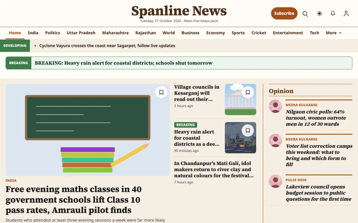Spanline — General News website template, desktop view