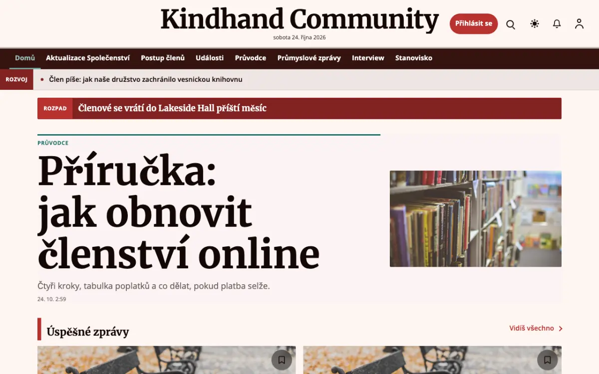 Kindhand — šablona webu v kategorii Komunita: zprávy, zobrazení na počítači