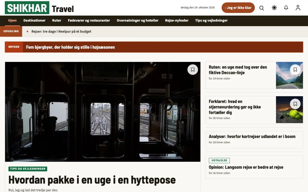 Summitwire – hjemmesideskabelon til Rejser News, skrivebordsvisning