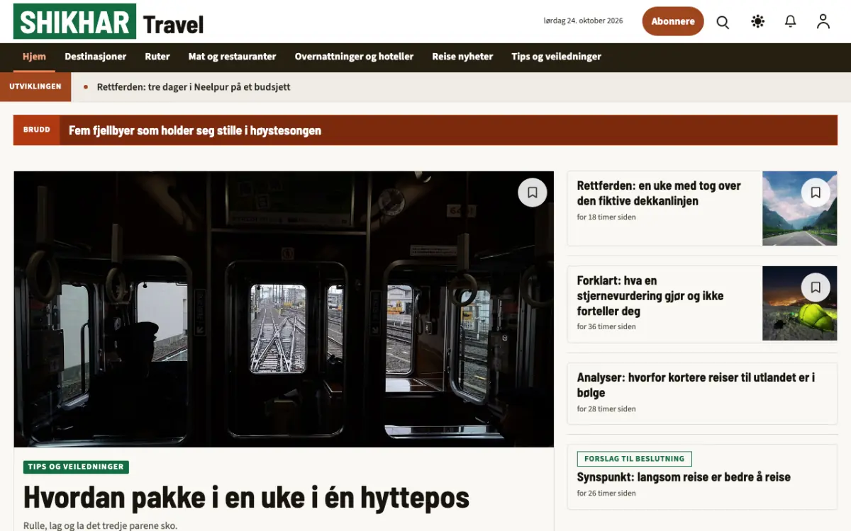 Summitwire – nettstedmal for Reise News, skrivebordsvisning