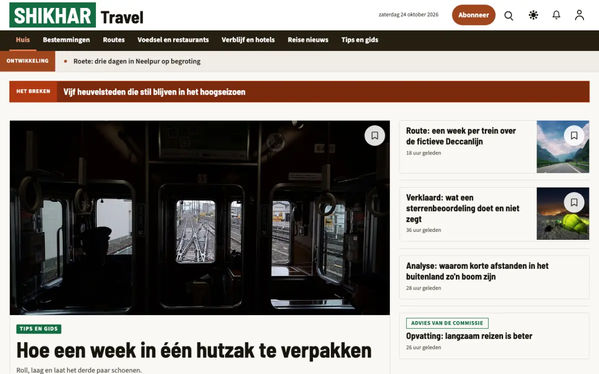 Summitwire – websitetemplate voor Reizennieuws, desktopweergave