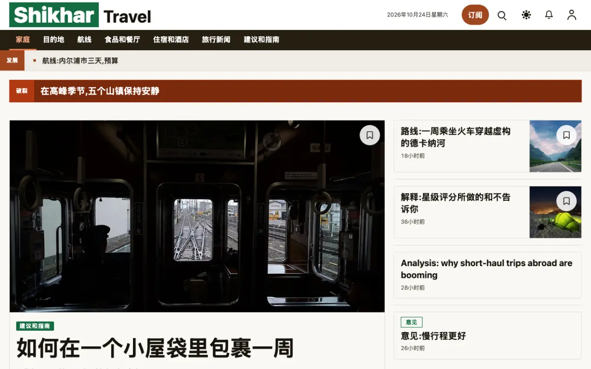 Summitwire — 旅行新闻网站模板，桌面版预览