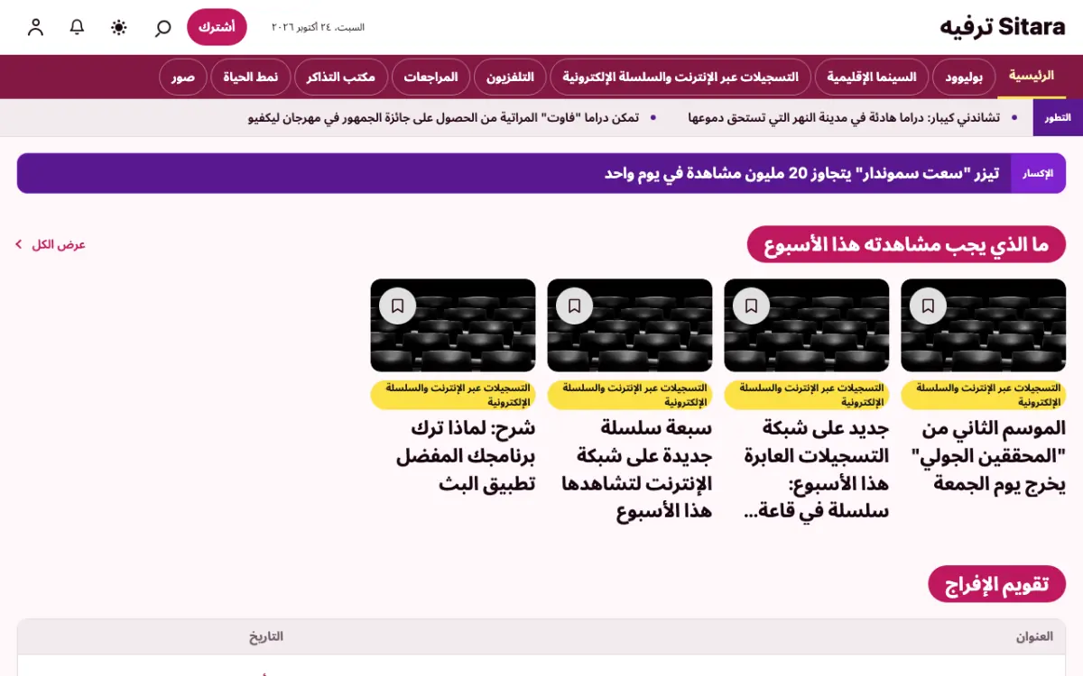 Starreel — قالب موقع أخبار الترفيه، عرض سطح المكتب