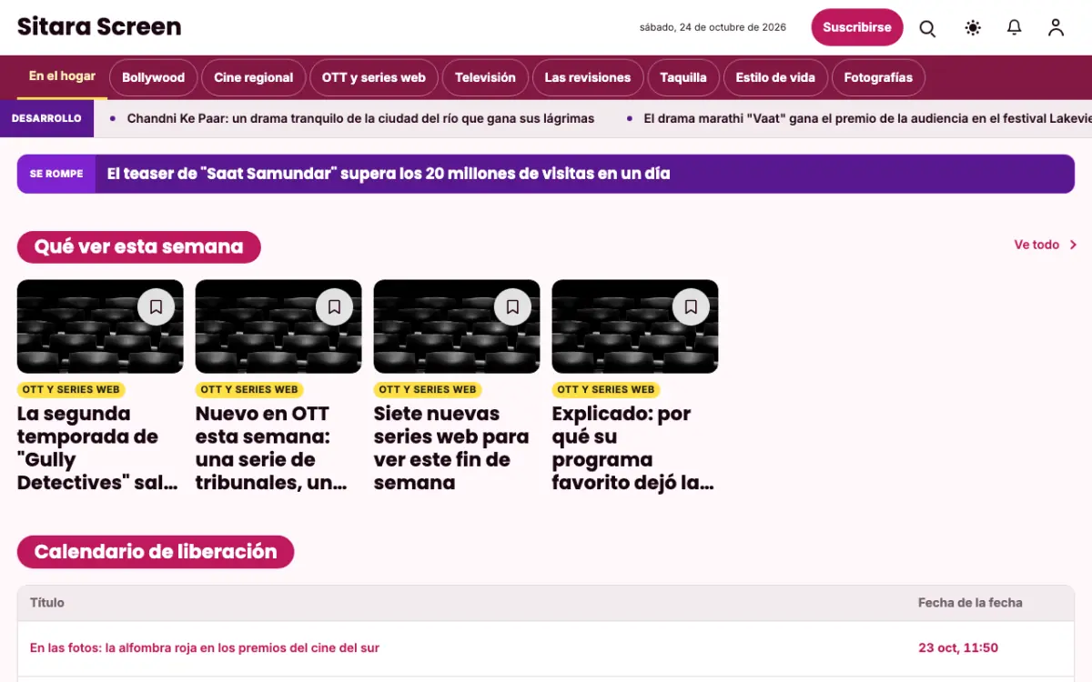 Starreel — plantilla de sitio web de Noticias de Entretenimiento, vista de escritorio