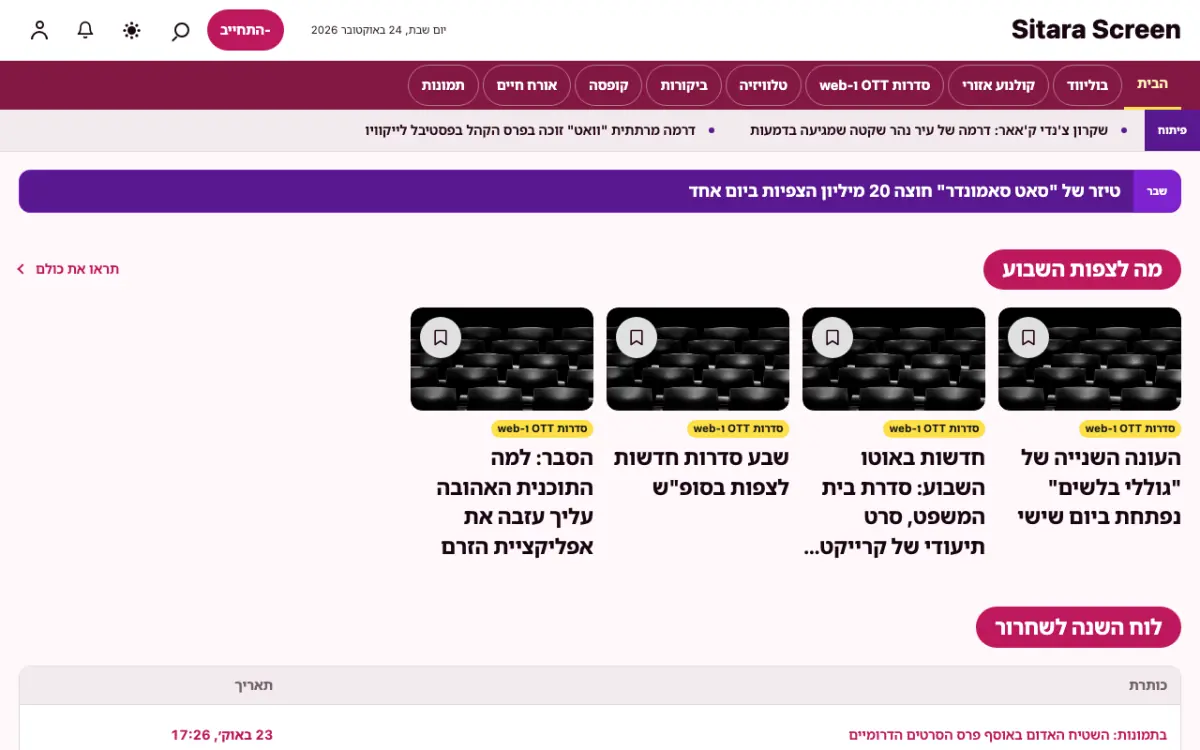 Starreel — תבנית אתר חדשות בידור, תצוגת מחשב